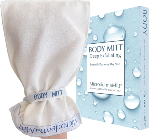 MicrodermaMitt Deep Exfoliating Mitt for Shower - Premium Dead Skin Remover & Exfoliator Body Scrubber - Turkish Kese Glove for Keratosis Pilaris - Natural Skin Care for Smooth, Radiant Results