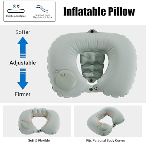 MABOZOO U-Shaped Hot Bathtub Pillow,Inflatable Spa Pillows for Hot Tub with Adjustable Button for Shower, Neck Support Headrest & Leg Pillow for Relaxation Spa Soak in Bathtub