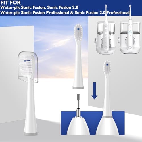 Toothbrush Replacement Heads for Sonic Fusion and Sonic Fusion 2.0, Sonic Fusion Professional and Sonic Fusion 2.0 Professional, SF-01, SF-02, SF-03 and SF-04 (White, 3Packs)