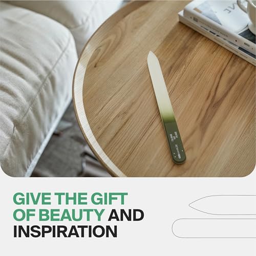 GERMANIKURE Glass Nail File in Suede Sleeve - Stay Curious - Professional Crystal Nail File for Natural Nails - Ideal Manicure & Pedicure Tool for Smooth, Easy Shaping - Nail Care Gift