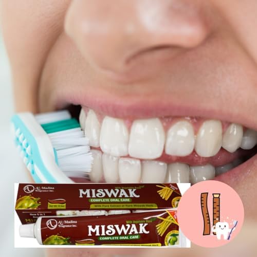 Pack of 6- Organic Miswak Moringa 10 in 1- Clove, Propolis, Myrrh, Black Seed, Fennel Seed, Babool, Cinnamon, Licorice Toothpaste Fluoride Free 7.05 oz