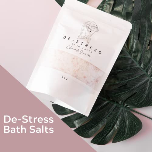 Soothing Bath Salts – 8 oz Relaxing Chamomile Lavender Soak with Epsom Salt, Himalayan Pink Salt and Sea Salt – Natural, Calming, Stress Relief and Soft Skin