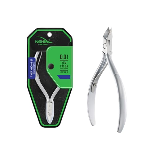 NGHIA Cuticle Nipper - D-01 (Stainless Steel) | Premium Quality for Nail Care | Durable and Sharp | Ergonomic Design | Grey Plated | Ideal for Salons and Home Use