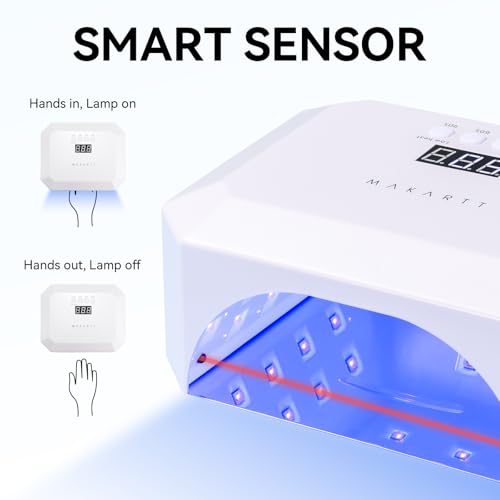 Makartt UV LED Nail Lamp: UV Light for Gel Nails Rechargeable Aurora 36W Gel Lamp with 4 Timers & Auto Sensor Professional Fast Curing Cordless Nail Light for Home Salon Manicure