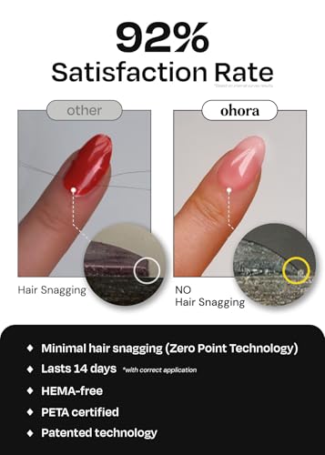 ohora Semi Cured Gel Nail Strips (N Sugar French) - Nude, Works with Any UV/LED Nail Lamps, Salon-Quality, Easy to Apply & Remove - Valentine's Day Gel Nail Wraps, Stickers, Romantic Gift Ideas