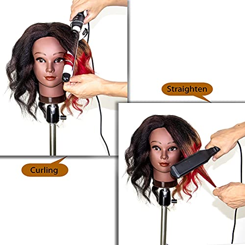 Mannequin Head With Human Hair,16",Braiding Styling Doll Head,Beauty School Manikin Head,Curling Dyeing Hairdresser Practice Training Head
