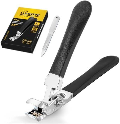 Toenail Clippers for Seniors Thick Nails, Ergonomic Wide Jaw Large Toenail Clippers for Men Women, Ultra-Sharp and Durable Angled Head Nail Clippers with Catcher, Black Long Handle