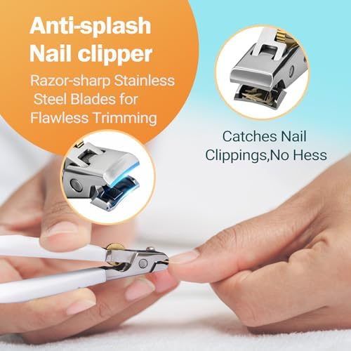 Wide Jaw Anti-Slip Nail Clippers with Safety Lock & Splash Guard – Razor-Sharp Blades for Thick Nails, Heavy Duty Stainless Steel Clipper for Women/Men/Kids/Seniors