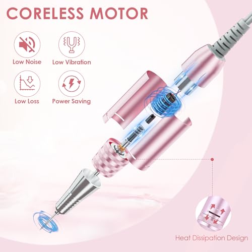 Electric Nail Drill 35000 RPM, Professional Rechargeable Nail File Kit, Nail Drill Machine, Acrylic Nail Kit for Any Manicure, Pedicure, Ideal Nail Art Tools, Designed for Salon, Home