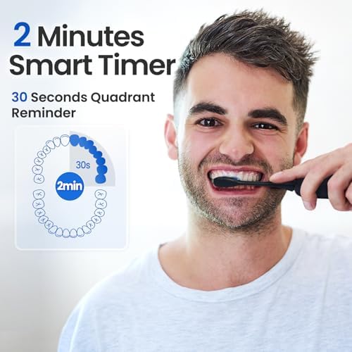 Sonic Electric Toothbrush for Adults&Teens - 180 Days Battery Life, Seamless Button&48000RPM Rechargeable Tooth Brush, 4 Replacement Heads for Deep Clean/Smart Timer/4 Brushing Modes/IPX8