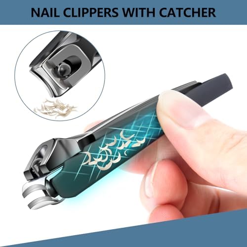 Toenail Clippers for Seniors Thick Nails - 17mm Wide Jaw Nail Clippers for Men, 37mm Heavy Duty Toe Nail Cutter, No Splash Nail Clippers w Catcher for Women