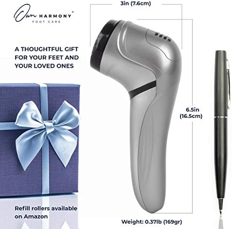 Electric Foot Callus Remover with Vacuum - Own Harmony Professional Pedicure Tools Kit for Powerful Pedi Feet Care Vac, Electronic Foot File CR2100, Best for Hard, Dry, Cracked, Dead Skin (3 Rollers)