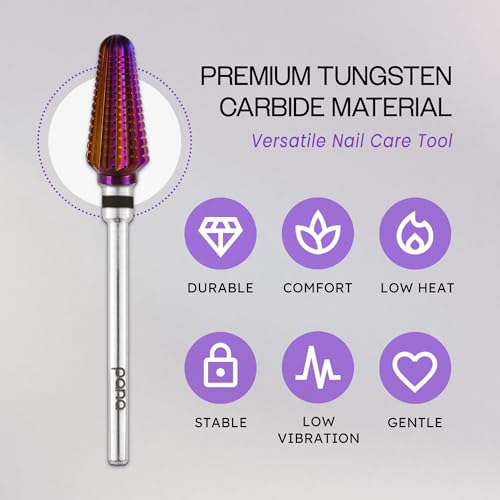 PANA 3/32" Purple Tornado Carbide Nail Drill Bit for Acrylics, Nail Extension, Gel Polish Removal Nail Salon Manicure Pedicure Electric File Tools (Extra Coarse - XC)
