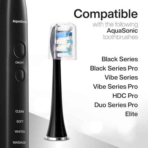 AquaSonic Duo PRO 8-Pack Replacement Brush Heads - Upgraded Proflex Brush Heads for Improved Plaque Removal - ADA Accepted - Genuine AquaSonic