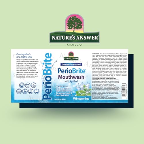 Nature's Answer Periobrite Winter Mint Mouthwash | Promotes Healthy Teeth & Gums| Fights Bad Breath | Fluoride-Free, Alcohol-Free, Gluten-Free & Vegan| No Artificial Preservatives 16oz