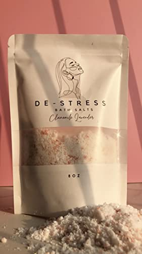 Soothing Bath Salts – 8 oz Relaxing Chamomile Lavender Soak with Epsom Salt, Himalayan Pink Salt and Sea Salt – Natural, Calming, Stress Relief and Soft Skin