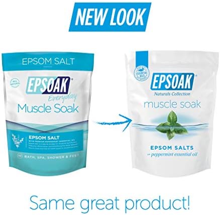 Epsoak Muscle Soak 4 lbs. - Speed Muscle Recovery, Soothe Aching Muscles, and Reduce Inflammation with Epsom Salt & Premium Eucalyptus & Peppermint Essential Oils (Qty 2 x 2 lb. Bags)