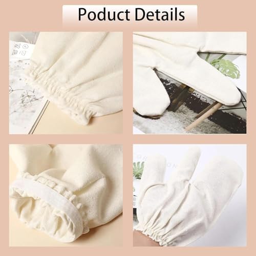 Raw Silk Garshana Gloves for Ayurvedic Dry Brushing & Body Exfoliation - Natural Massage Gloves with Elastic Wrist, Spa Bath & Home Wellness (2 PCS)