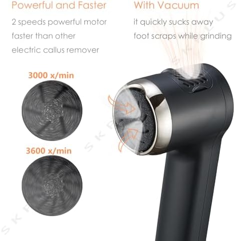 Electric Callus Remover with Dander Vacuum for Feet, Portable 36 in 1 Pedicure Kit Foot File Callus Remover, Waterproof Rechargeable Foot File for Foot Care with 3 Heads&LCD Display