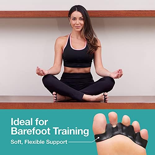 ZenToes Silicone Toe Spacers and Separators for Correct Toe Alignment, Bunion Relief, Hammertoe Straightener, Gel Orthopedic Corrector - 2 Pairs (Black)
