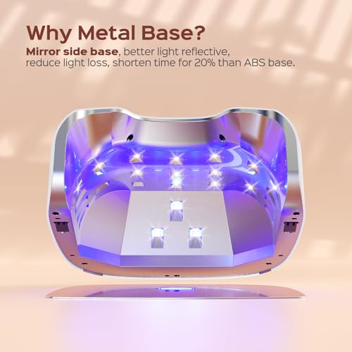 BOLASEN Cordless Rechargeable UV Nail Lamp - UV Light for Gel Nails with Metallic Reflector & Metal Base, 54W Portable Wireless LED Nail Dryer, Professional Fast Charger Curing Lamp for Salon P30 PRO