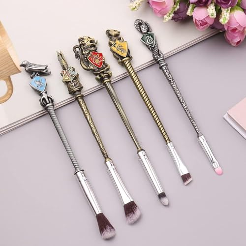 【2 Color Options】 Gifts Potter Metal Makeup Brushes Set Gifts Wi-zard Wand Makeup Brushes Set for Women Magic Eye Shadow Eyeliner Blending Lip Brush - Brushes Holder Pot Not Included