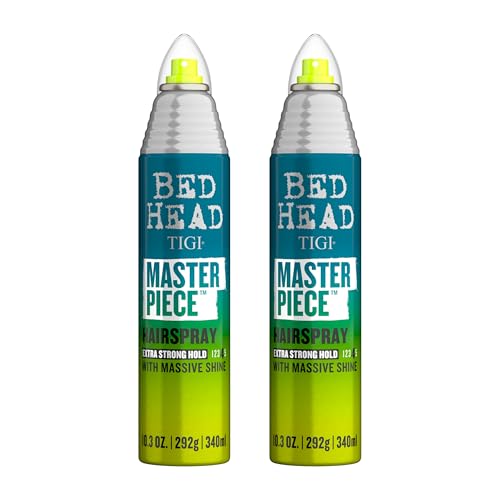TIGI Bed Head Masterpiece Shiny Hairspray with Strong Hold - For All Hair Types - Extra Strong Hold & Shiny Finish - Use on Dry Hair - Premium Hair Care Products for Women & Men - 10.3 oz (Pack of 2)