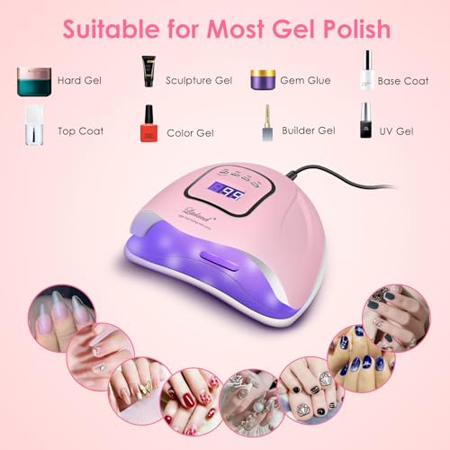 UV Gel Nail Lamp,150W UV Nail Dryer LED Light for Gel Polish-4 Timers Professional Nail Art Accessories,Curing Toe Nails