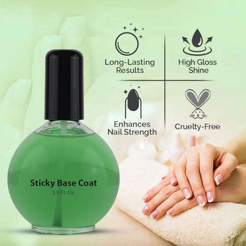 PRO NAIL Sticky Base Coat Nail Polish - Long-Lasting Adhesion, Secure Nail Polish - 2.5 Oz
