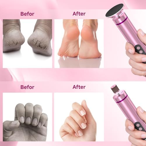 Electric Foot Nail File Cordless, 2 in 1 Wireless Dermave Electric Foot Callus Remover, Adjustable 9 Speed Rechargeable Pedicure Foot Filer Tool w/Sandpaper Discs & Nail Drill Bits,Digital Display