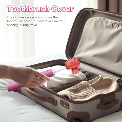 Sonic Electric Toothbrush with 8 Brush Heads for Adults & Kids 3+, One Charge for 180 Days, 5 Modes, Smart Timer, IPX7 Waterproof, Rechargeable Toothbrush with Brush Cover, Dark Pink