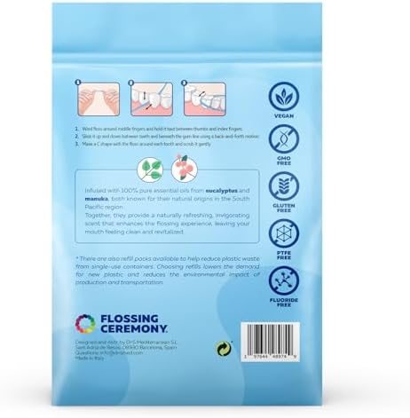 | Expanding Woven Dental Floss | Smart-Weave Floss | Vegan | Natural | Non-Toxic & PFAS Free | Eucalyptus & Manuka | Hilo Dental para Dientes | 55 Yards x 6 Units