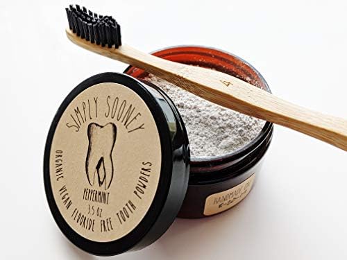 Zero Waste up to 6 Month Supply Organic Vegan Fluoride Free Tooth Powder Peppermint Flavor- Ships Without Any Plastic Packaging I Natural Whitening I Stronger Teeth