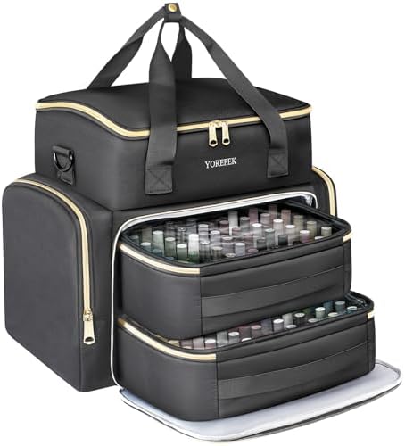 YOREPEK Extra Large Nail Polish Organizer Case Holds 96 to 100+ Bottles (15ml/0.5 fl.oz) UV lamp, Gel Polish Travel Case Bag with 2 Removable Pouches Fits Nail Suppiles, Gift for Manicurist, Girls