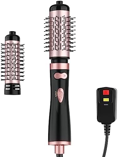 WEEYUM Rotating Hair Dryer Brush with 2 Detachable Brush Heads, 3 in 1 Hot Air Spinning Brush for Volumizer/Drying/Smoothing/Curling