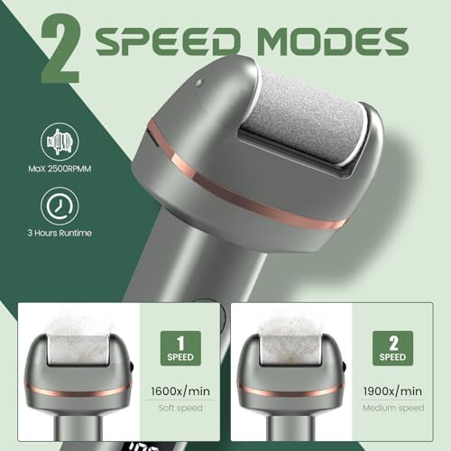 Electric Foot Callus Remover for Men & Women with LED Display，2-Speed Rechargeable Foot File, 17-in-1 Pedicure Tools Kit for Hard Dead Skin,2025 Cracked Heels & Dry Calluses (Gray)