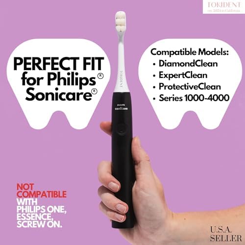 Replacement Brush Heads for Philips Sonicare Electric Brush - Ultra Soft Toothbrush Heads for Sensitive Teeth & Gums - Replacement Head with 10,000 Wave Cut Nano Bristles - 4 Pack - Charcoal Black
