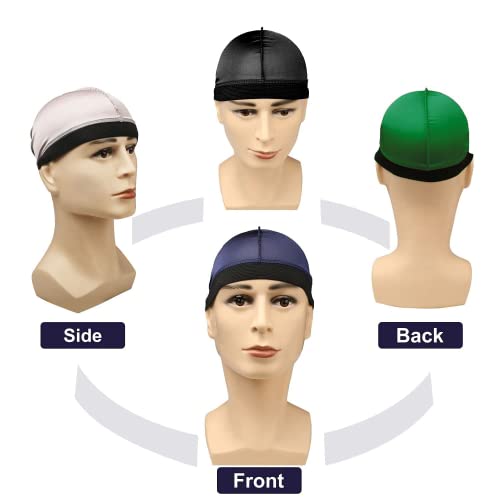 Selalu 4Pcs Wave Cap, Silk Stocking Wave Caps for 360 Waves, Silky Durag for Men, Stain Caps (4*Black)