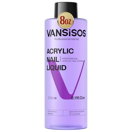 Professional Acrylic Nail Liquid: 8fl.oz Acrylic Liquid for Acrylic Powders Non-Yellowing for MMA-Free DIY Home Nail Salon Use