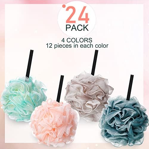 Sunnyray 24 Pack Bath Shower Loofah Sponge Pouf Body Scrubber Exfoliator Bath Sponge Body Scrubber for Men and Women Spa Gift