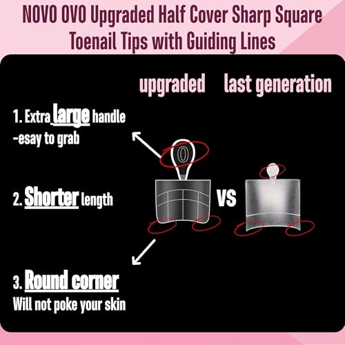 Upgraded Flexible Half Cover Soft Gel Fake Toe Nail Tips with Auxiliary Line for Toenail Extension, Sharp Square Medium Wide for Men Women Acrylic pedicure in Salon x 15 Sizes 240 Pcs