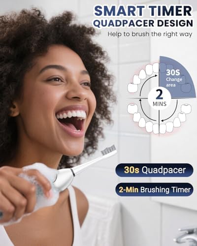 Electric Toothbrush with Water Flosser Combo 3 in One, Advanced 2.0 Flossing Toothbrush for Teeth Cleaning and Flossing, 5 Speed&3 Mode, 500ML Large Tank, Rechargeable, 5 Replacement Brush Heads-White