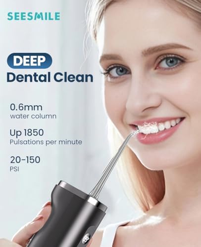 Water Dental Flosser Teeth Pick: 100 Modes Portable Cordless Oral Irrigator 300 ML Rechargeable Water Flosser IPX7 Waterproof Powerful Battery for Home Travel - Black