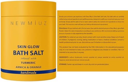 Natural Detox Bath Salt Soak Magnesium Epsom Salt Vitamin C Moisturize Skin Turmeric Orange Arnica Essential Oil Relaxation Stress Relief Gift Women