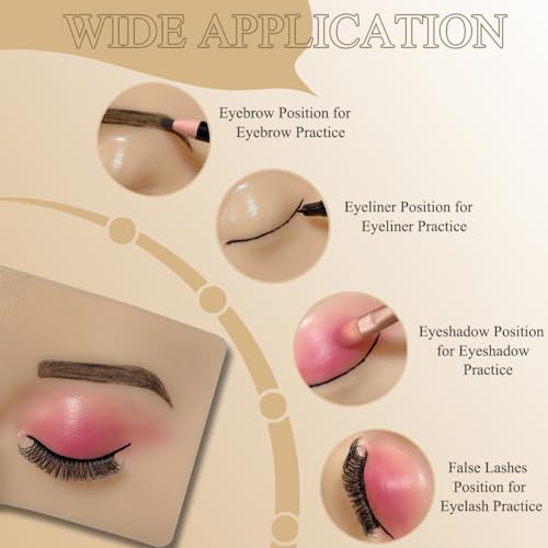 Makeup Practice Face Board, Reusable Silicone Makeup Mannequin Face with Makeup Practice Kit for Makeup Students and Beginners, Come with Makeup Brushes Set Eyeshadow Eyeliner Eyebrow Stencils