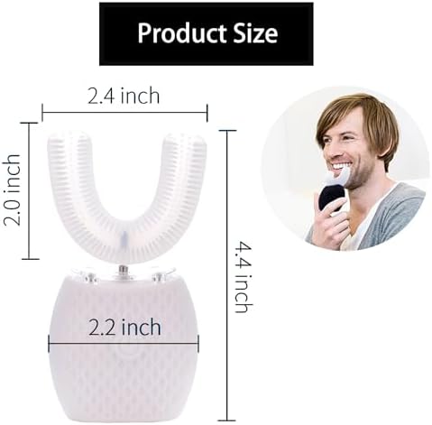Ultrasonic Toothbrush for Adults Automatic Electric Toothbrush Portable Washable Soft Bristles 30s Automatic Timer Wireless Charging Dual-Use for Travel & Home (White, Adult)