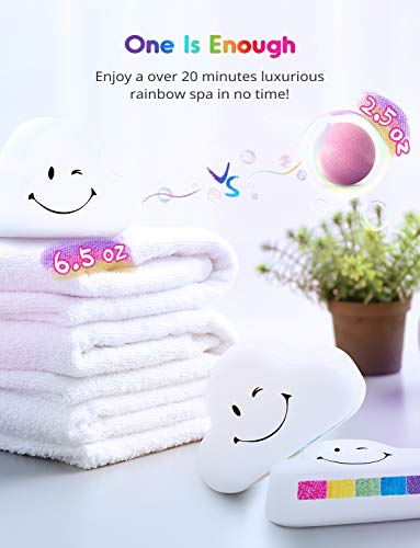 Somall Ribivaul Rainbow Bath Bombs XXXL Size 6.5 oz 3 Handmade Bath Bombs with Natural Ingredients, Bath Bomb for Kids with Colorful Bubbles, Great Gift Idea for Halloween, Christmas