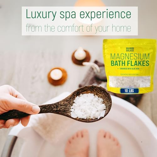 Magnesium Bath Flakes - Dead Sea Salt – Dead Sea Salts for Soaking – Magnesium Flakes for Bath - Enhanced with Aloe Vera (10 Pound)
