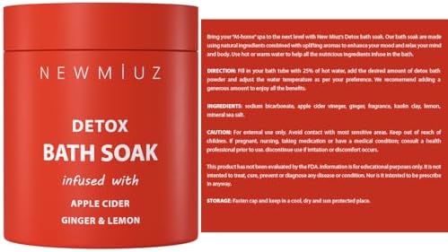 Luxury Bath Salts with Apple Cider Ginger Lemon Essential Oils for Healthy Skin Detox Foot Soak Body Care Muscle Recovery Aromatherapy Selfcare Gift