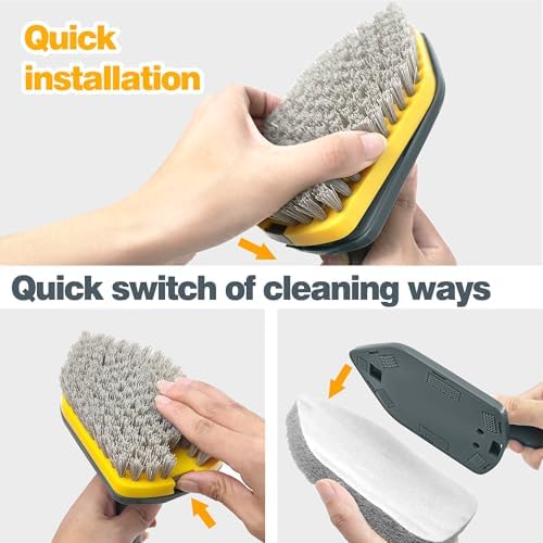 Tile Bathtub Scrubber Brush with Long Handle, 3 in 1 Shower Tub Scrub Brush